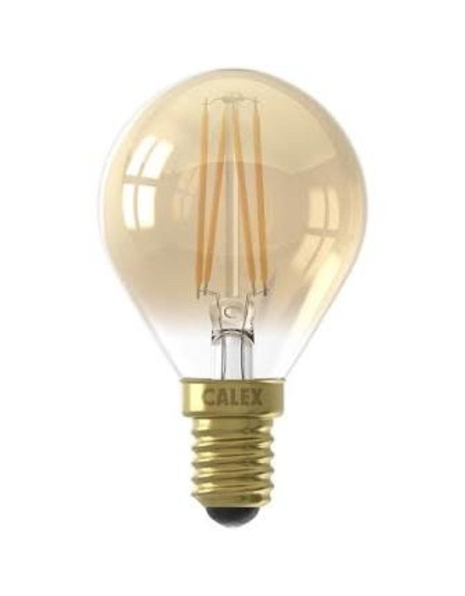 Calex Kogel P45 Goud Straight filament 220-240V 3.5W 250lm 2100K E14 Dimbaar met LED dimmer