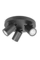 Oliver spot 3 X  GU10 LED IP44 rond Mat Zwart zonder lampen