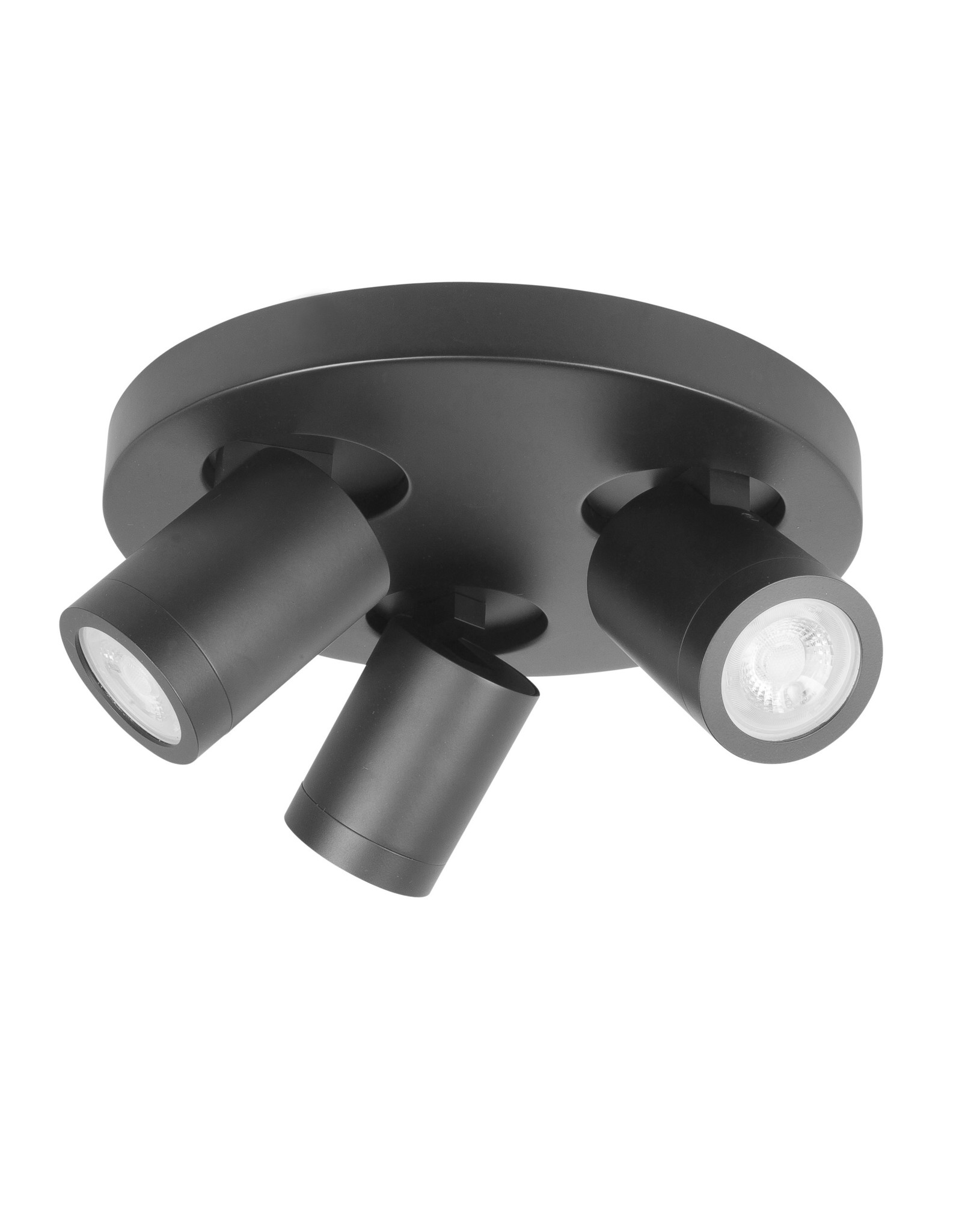 Oliver spot 3 X  GU10 LED IP44 rond Mat Zwart zonder lampen