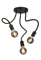 Pl. Flex 3 X E27 Mat Zwart met Alu lamphouder