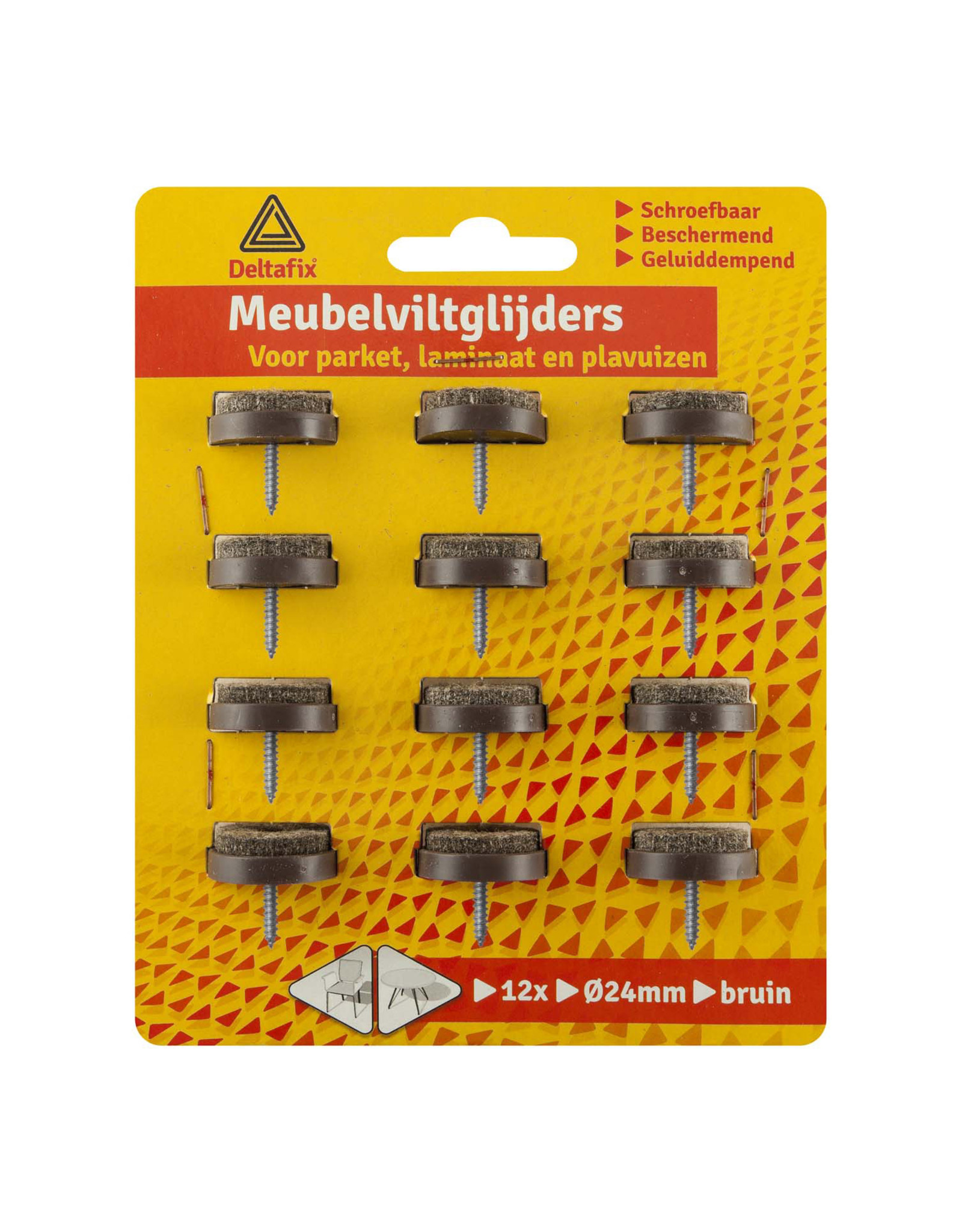 MEUBELVILTGLIJDERS SCHROEFBAAR	BRUIN	24 MM			12 ST.