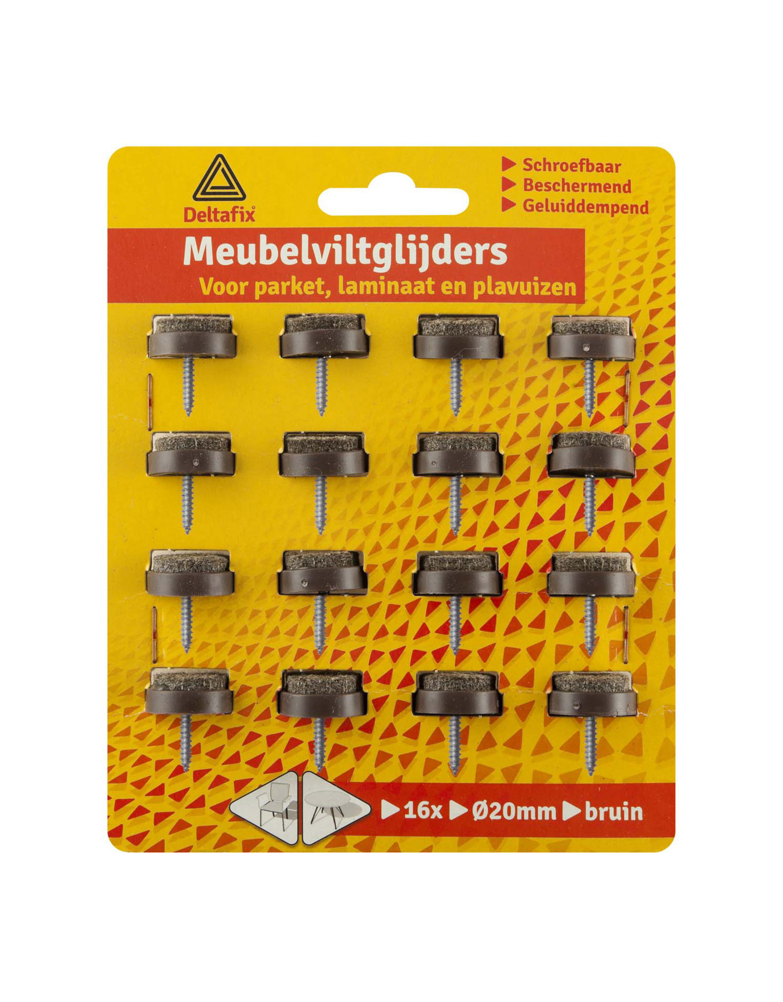 MEUBELVILTGLIJDERS SCHROEFBAAR	BRUIN	20 MM			16 ST.