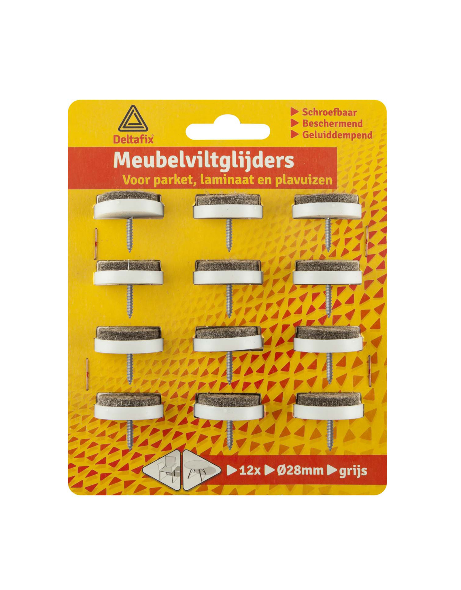 MEUBELVILTGLIJDERS SCHROEFBAAR	GRIJS	28 MM			12 ST.