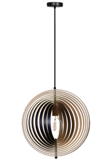 ETH Woody hanglamp E27 230v dia.435mm black outside&natural inside