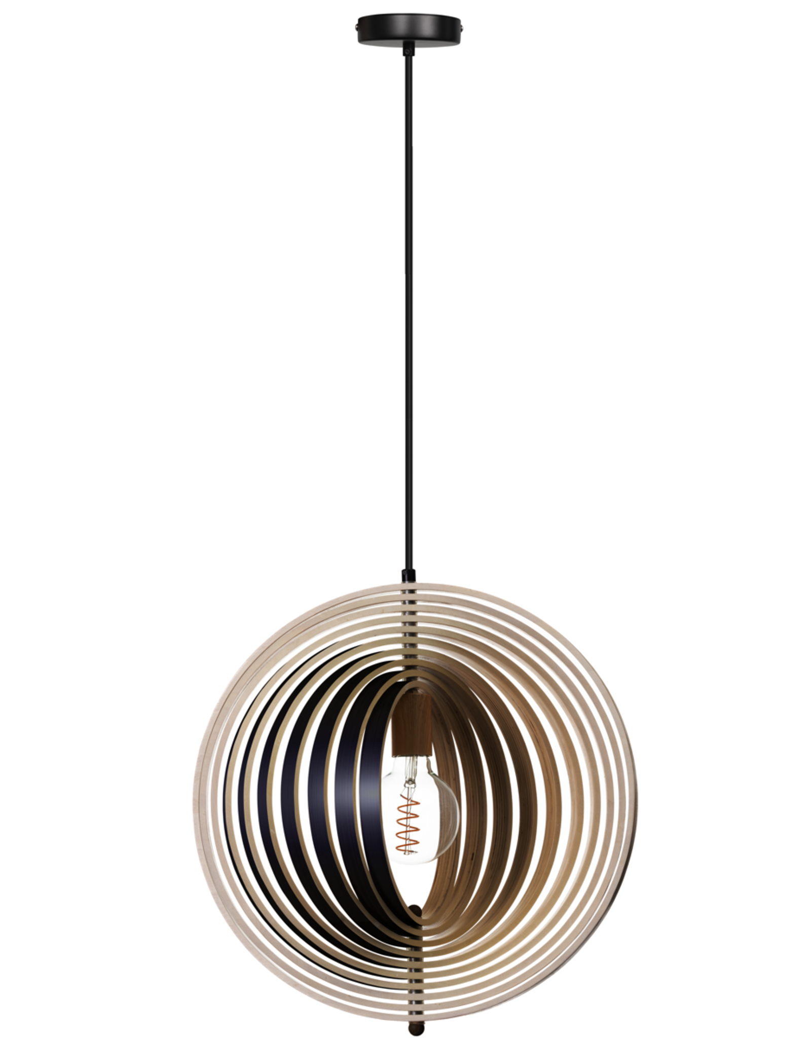ETH Woody hanglamp E27 230v dia.435mm black outside&natural inside