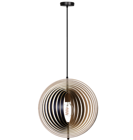 ETH Woody hanglamp E27 230v dia.435mm black outside&natural inside