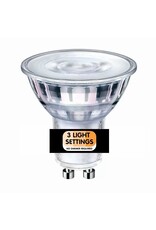 ETH Sceneswitch + Memory GU10 led 5w/50w 2700k/2500k/2200k 3 standen 50w-25w-10w 500Lm Cri80 230v