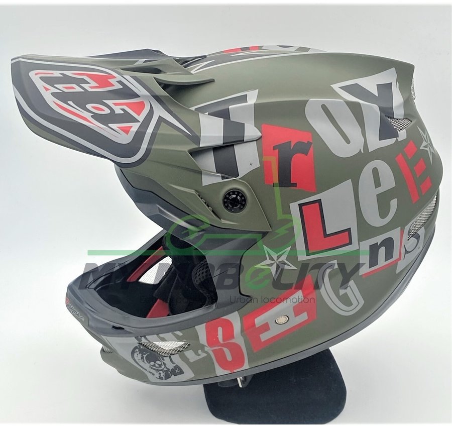 Helmet Troy Lee Designs D3 Fiberlite Anarchy Olive My Mobelity (新品) Troy Lee Designs D3 Anarchy FIBERLITE Full Face Adult Mountain Bike Helmet