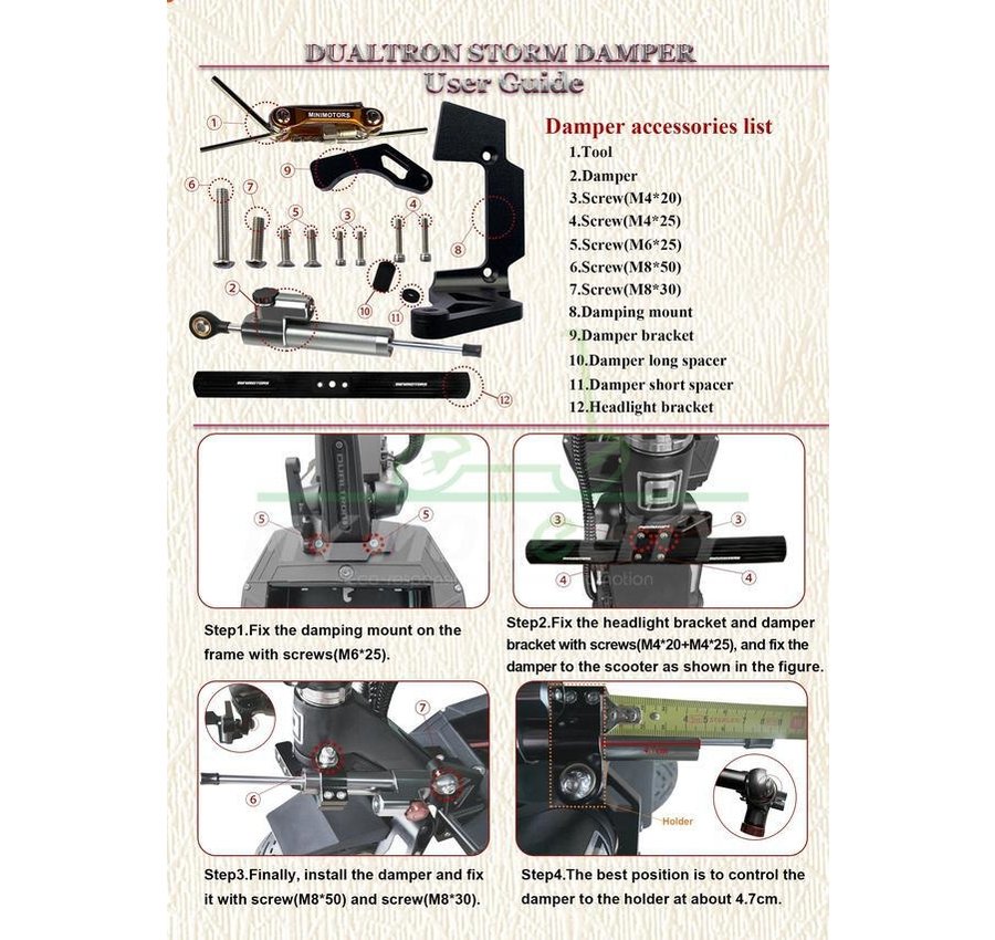 Dualtron Dualtron Storm  officiële Minimotors Stuurdemper Kit