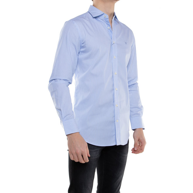 Chemise bleue lignée