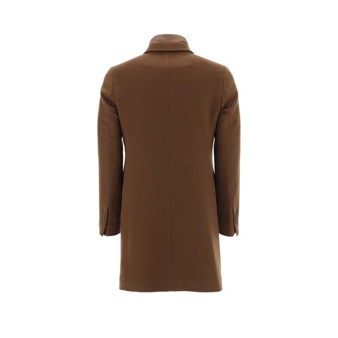 Manteau En Cachemire Avec Bavette En Nylon Ultraléger - Camel