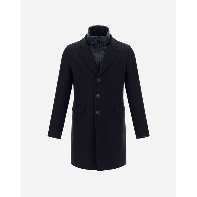 Manteau De Laine En Diagonal - Dark Navy