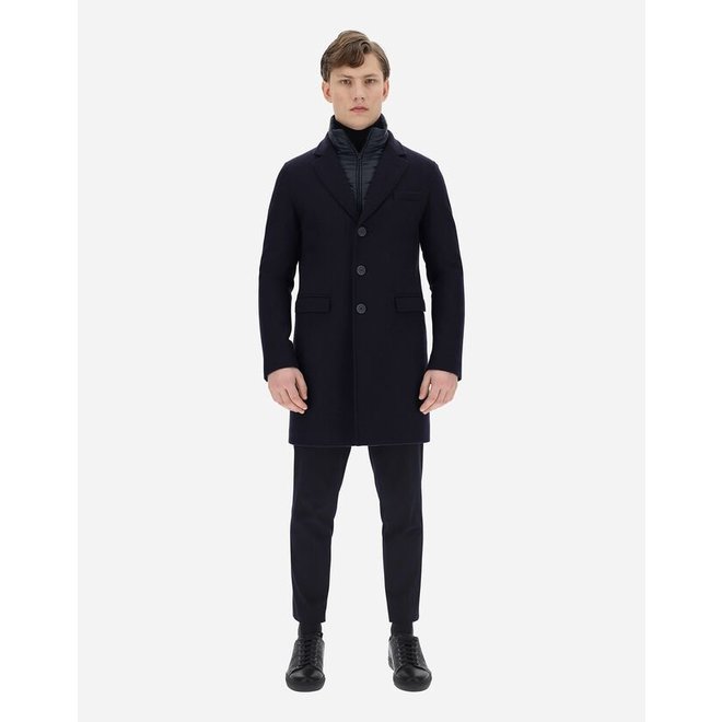 Manteau De Laine En Diagonal - Dark Navy