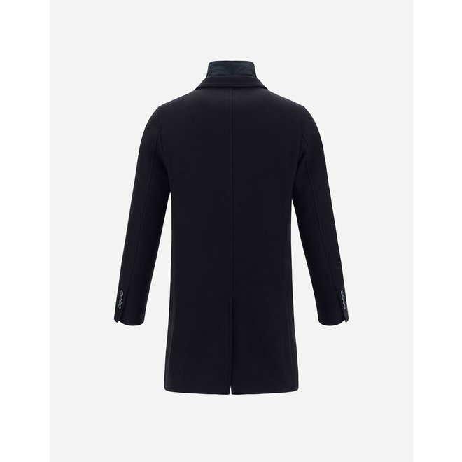 Manteau De Laine En Diagonal - Dark Navy