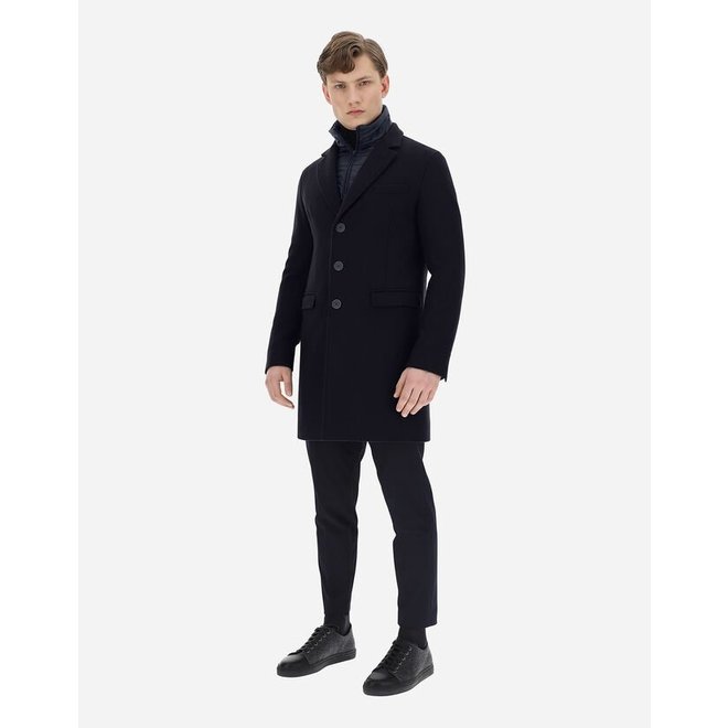 Manteau De Laine En Diagonal - Dark Navy