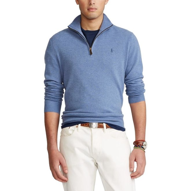 Half-Zip Mérinos - Bleu Ciel - Ralph Lauren