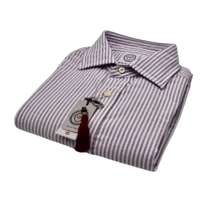 Chemise col italien lignée violette - Bolzonella