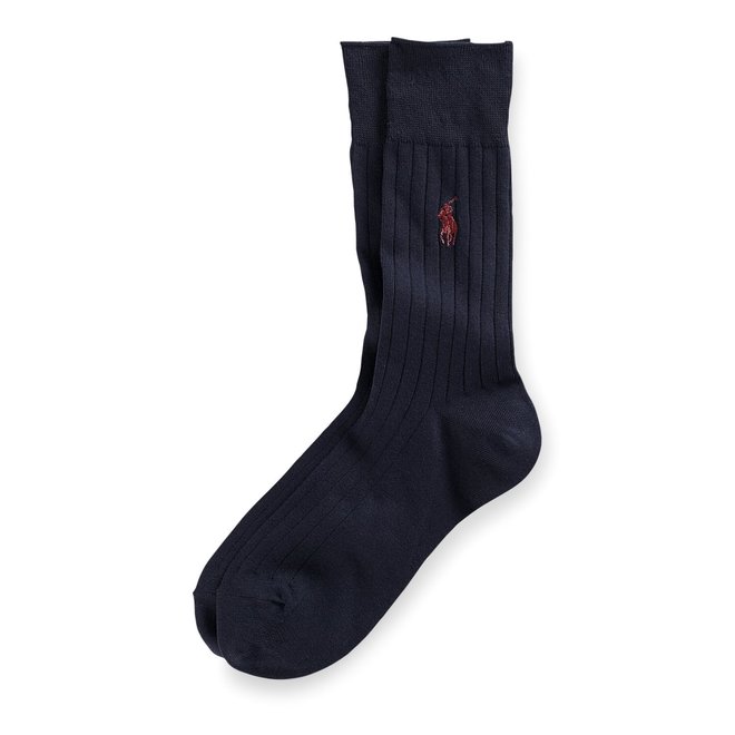 Chaussettes égyptiennes côtelées navy