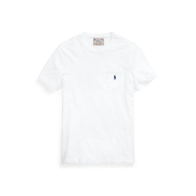 T-Shirt à poche en Jersey Personnalisé - Blanc