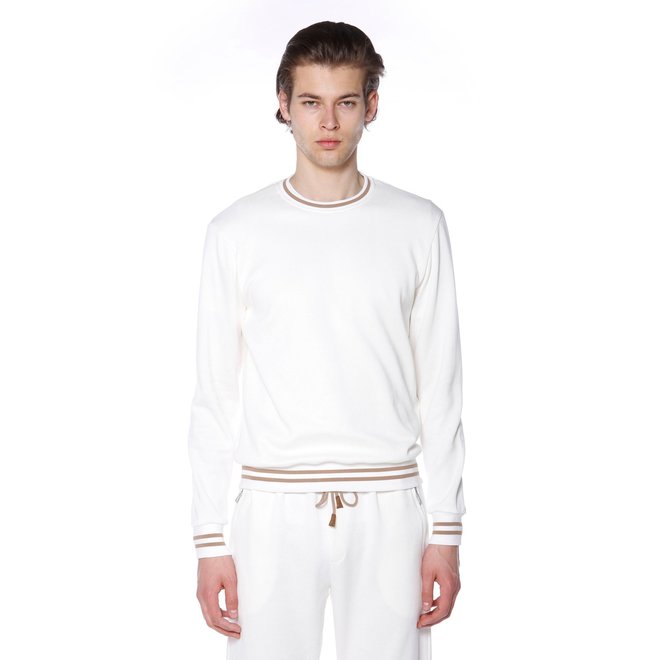 Pull Col Rond Crème