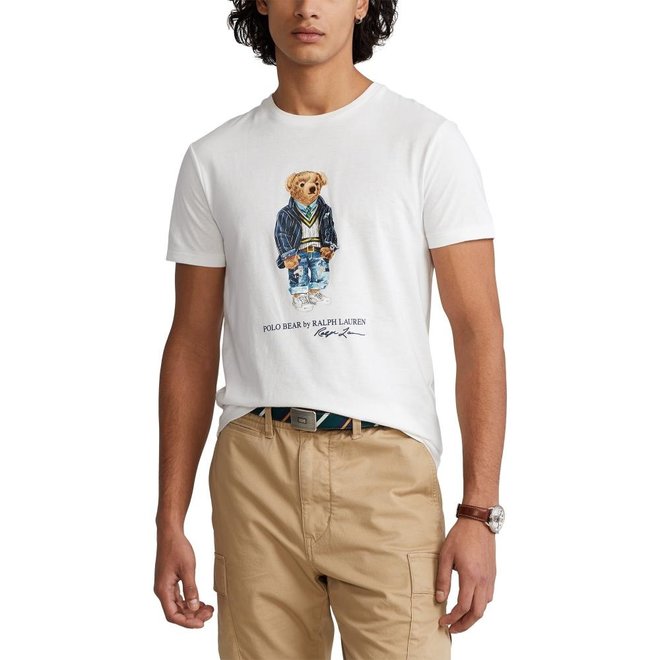 T-Shirt Courtes Manches à Motif Ourson - Blanc