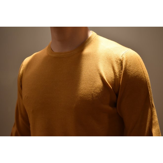 Pull Col Rond Jaune Moutarde