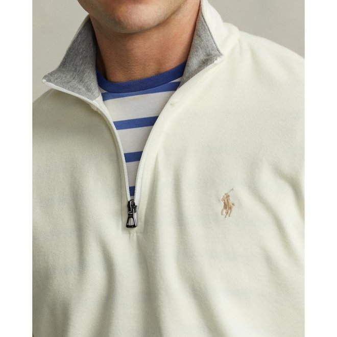 Pull Half - Zip en Jersey - Blanc Crème