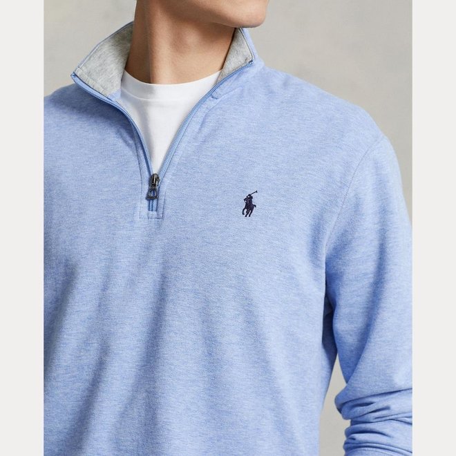 Pull Half - Zip en Jersey - Bleu Clair