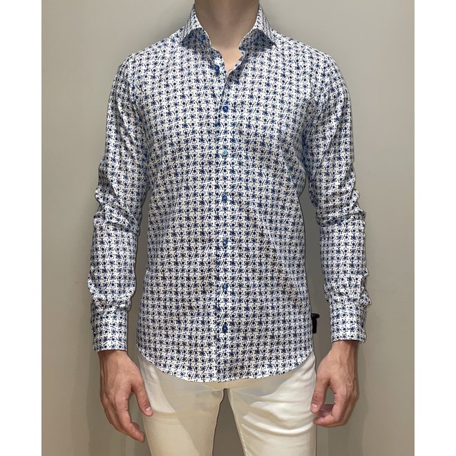 Chemise Slim Fit à Motifs - Bleu/Blanc