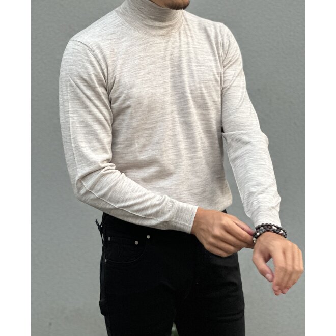 Sweater - Turtleneck 140's wool off white