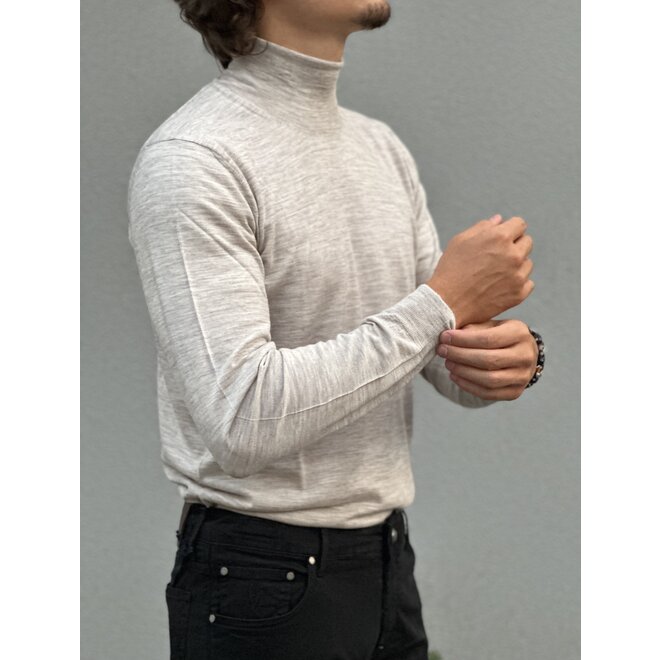 Sweater - Turtleneck 140's wool off white