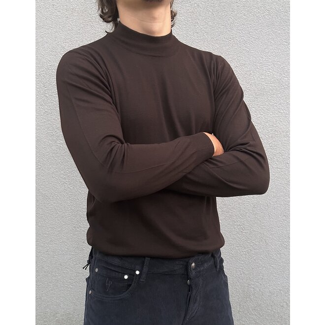 Sweater - Mockneck 140's wool brown