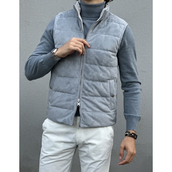 Veste sans manches réversible en daim fabric Zegna -  Azzuro - Eleventy