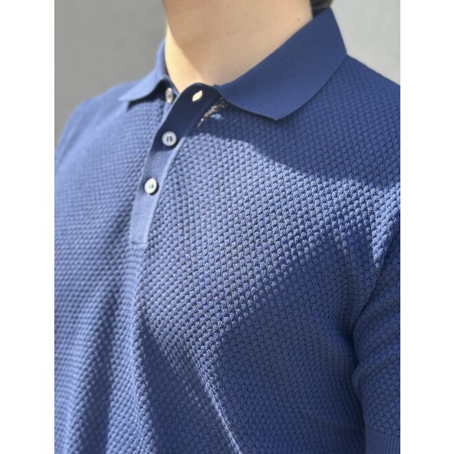 Polo bleu manches courtes Fresh Coton Gran Sasso