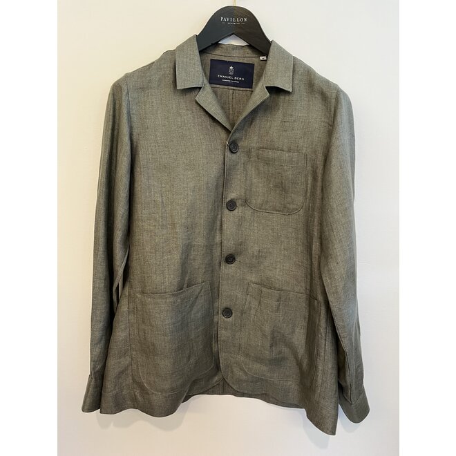 Over-Shirt en lin vert Emanuel Berg