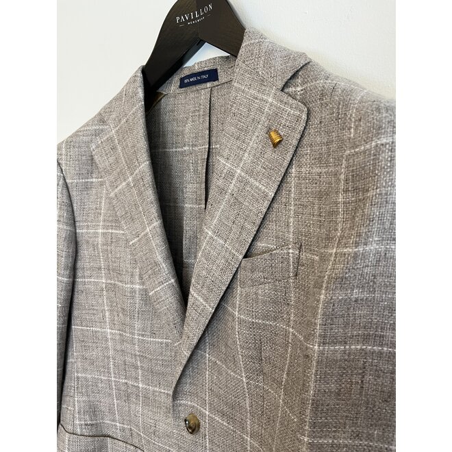 Blazer brun clair à carreaux en lin - Latorre