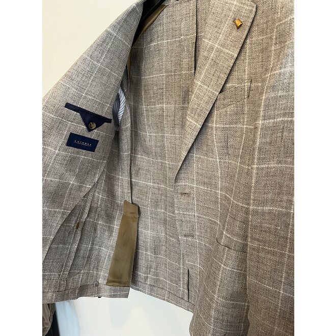 Blazer brun clair à carreaux en lin - Latorre