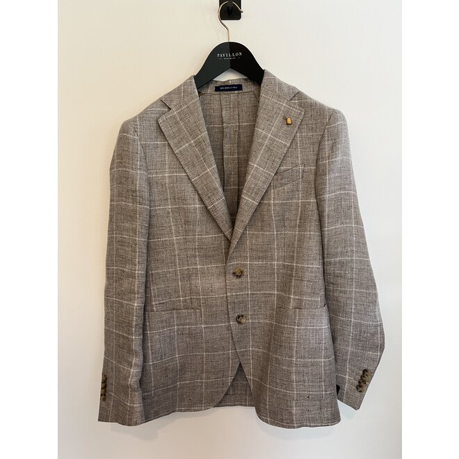 Blazer brun clair à carreaux en lin - Latorre