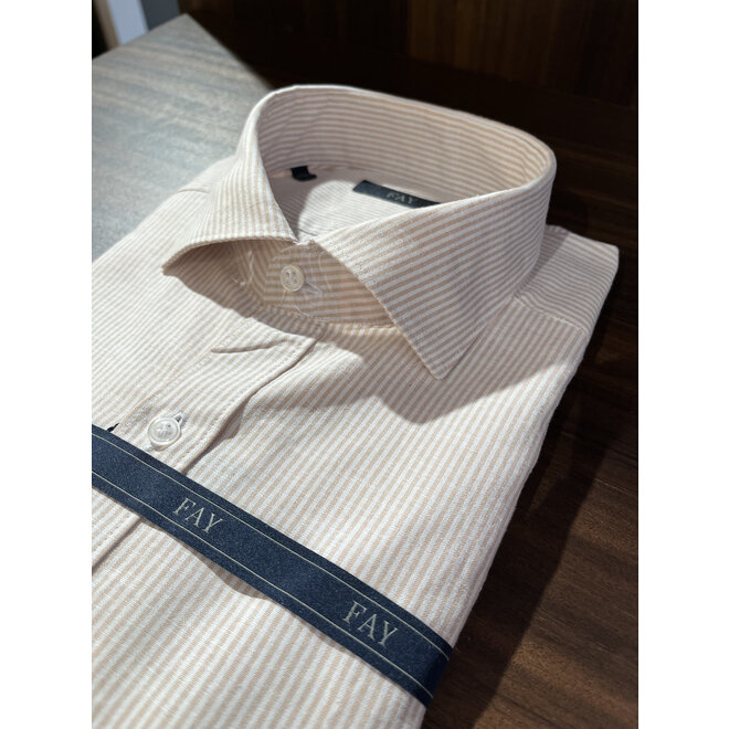 Chemise lignée en coton beige FAY