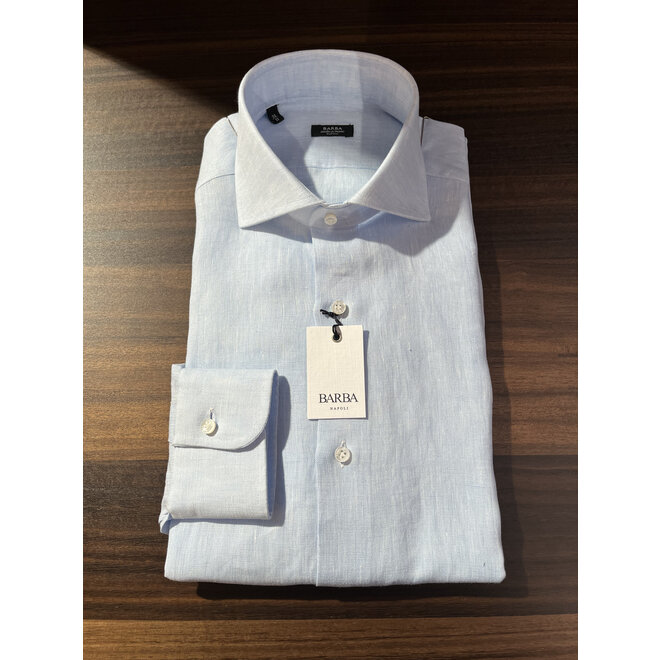 Chemise bleue en lin Barba Napoli