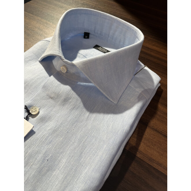 Chemise bleue en lin Barba Napoli