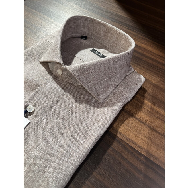 Chemise en lin brun Barba Napoli
