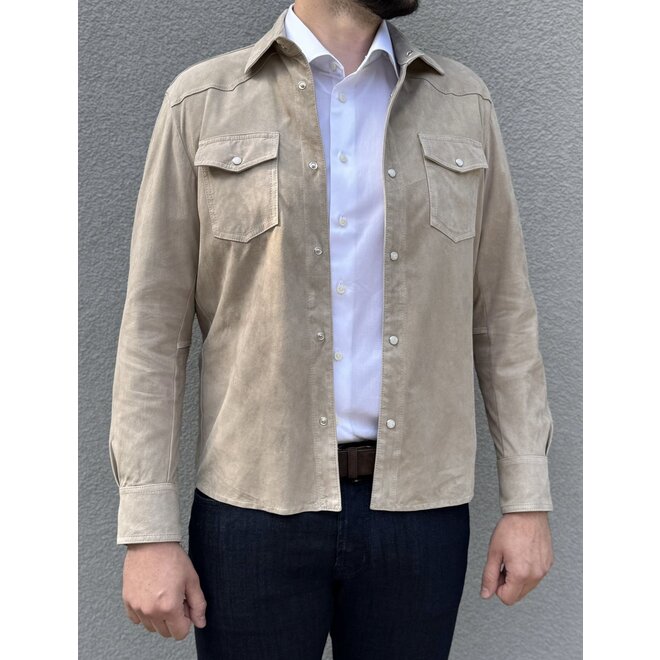 Veste Western en daim beige - Barba Napoli