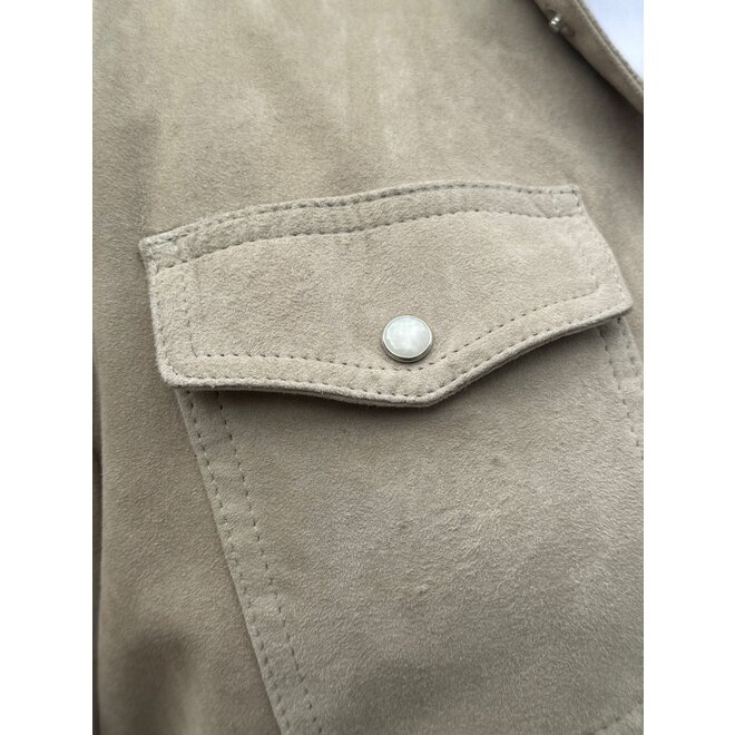 Veste Western en daim beige - Barba Napoli