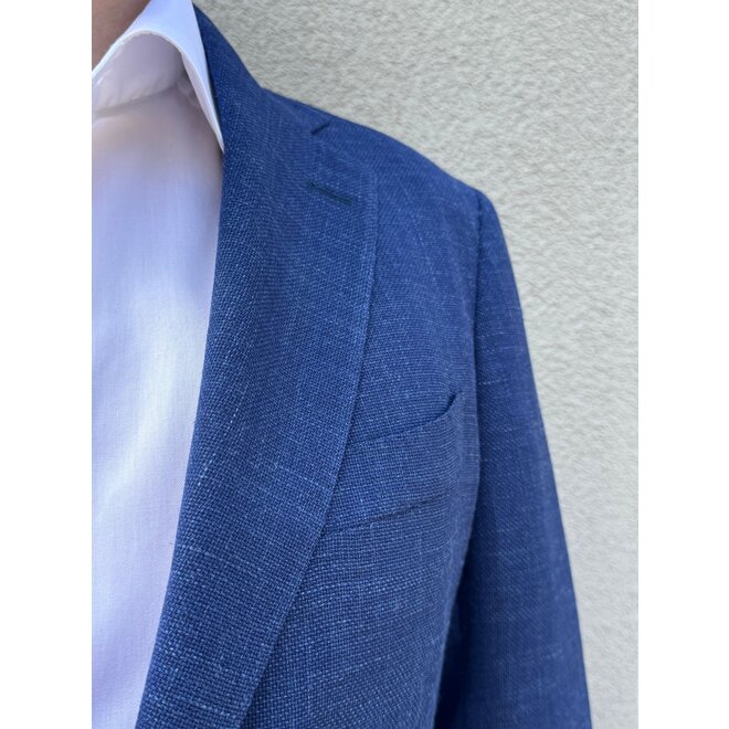 Blazer bleu royal en laine & lin Santaniello