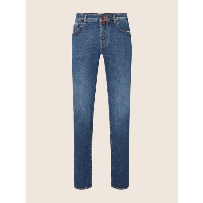 Bard Regular-Slim 5 Pocket Jeans in Medium Blue Super Stretch Denim