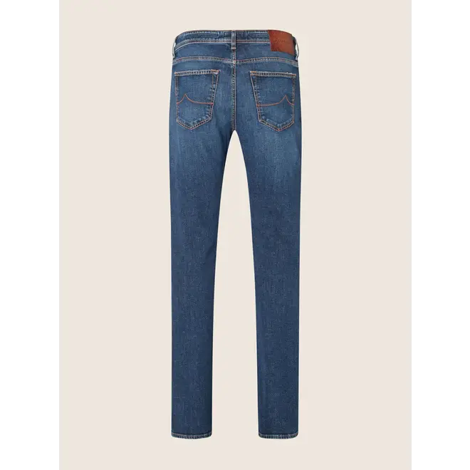 Bard Regular-Slim 5 Pocket Jeans in Medium Blue Super Stretch Denim