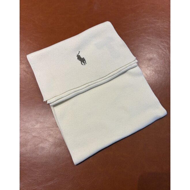 Echarpe en coton - Blanc / Logo brun - Ralph Lauren