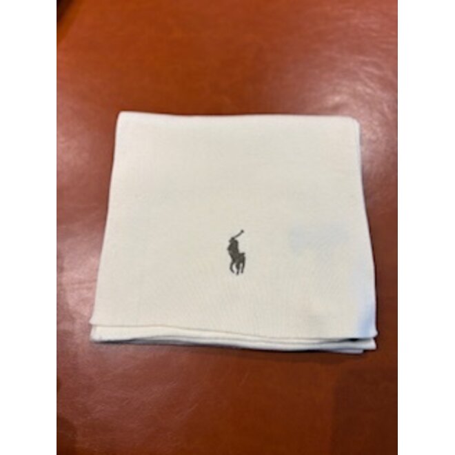 Echarpe en coton - Blanc / Logo brun - Ralph Lauren