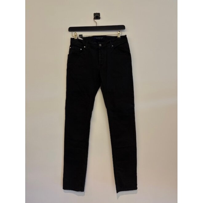 Jean en coton léger noir badge brun - Handpicked